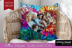 Stained Glass Photo Pillow PNG - Flowers Picture Frame Cover Product Image 1
