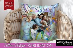Stained Glass Photo Pillow PNG - Flowers Picture Frame Cover Product Image 1