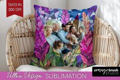 Stained Glass Photo Pillow PNG - Flowers Picture Frame Cover Product Image 1
