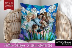 Stained Glass Photo Pillow PNG - Flowers Picture Frame Cover Product Image 1
