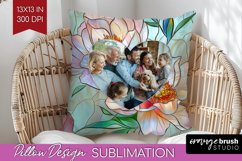 Stained Glass Photo Pillow PNG - Flowers Picture Frame Cover Product Image 1
