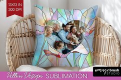 Stained Glass Photo Pillow PNG - Flowers Picture Frame Cover Product Image 1