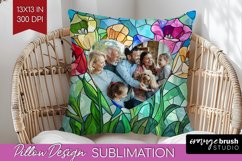 Stained Glass Photo Pillow PNG - Flowers Picture Frame Cover Product Image 1