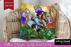 Stained Glass Photo Pillow PNG - Flowers Picture Frame Cover Product Image 1
