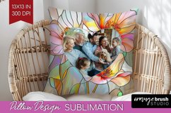 Stained Glass Photo Pillow PNG - Flowers Picture Frame Cover Product Image 1