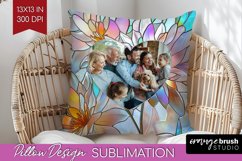 Stained Glass Photo Pillow PNG - Flowers Picture Frame Cover Product Image 1