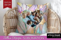 Stained Glass Photo Pillow PNG - Flowers Picture Frame Cover Product Image 1