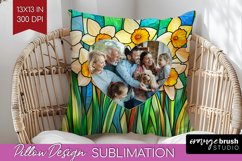 Stained Glass Photo Pillow PNG - Flowers Picture Frame Cover Product Image 1