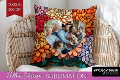 Stained Glass Photo Pillow PNG - Flowers Picture Frame Cover Product Image 1