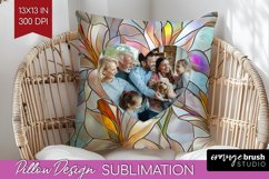 Stained Glass Photo Pillow PNG - Flowers Picture Frame Cover Product Image 1