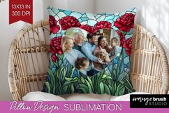 Stained Glass Photo Pillow PNG - Flowers Picture Frame Cover Product Image 1