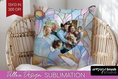 Stained Glass Photo Pillow PNG - Flowers Picture Frame Cover Product Image 1