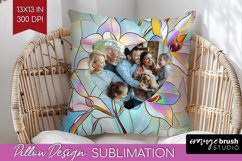 Stained Glass Photo Pillow PNG - Flowers Picture Frame Cover Product Image 1