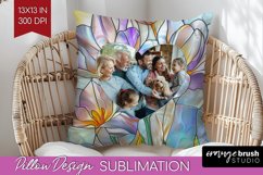 Stained Glass Photo Pillow PNG - Flowers Picture Frame Cover Product Image 1
