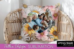 Family Photo Frame Pillow Sublimation - Floral Pillow Cover Product Image 1