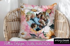 Family Photo Frame Pillow Sublimation - Floral Pillow Cover Product Image 1