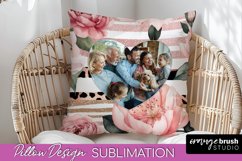 Family Photo Frame Pillow Sublimation - Floral Pillow Cover Product Image 1