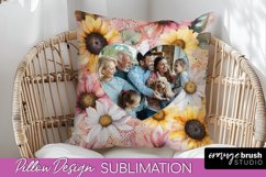 Family Photo Frame Pillow Sublimation - Floral Pillow Cover Product Image 1