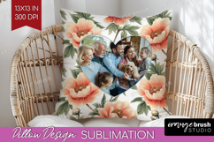 Floral Photo Pillow PNG - Peony Flower Picture Frame Pillow Product Image 1
