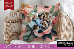 Floral Photo Pillow PNG - Peony Flower Picture Frame Pillow Product Image 1