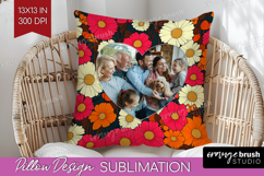 Retro Flowers Photo Pillow PNG - Floral Picture Frame Pillow Product Image 1