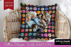 Retro Flowers Photo Pillow PNG - Floral Picture Frame Pillow Product Image 1