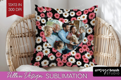Retro Flowers Photo Pillow PNG - Floral Picture Frame Pillow Product Image 1