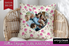 Retro Flowers Photo Pillow PNG - Floral Picture Frame Pillow Product Image 1