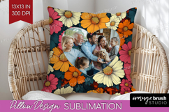 Retro Flowers Photo Pillow PNG - Floral Picture Frame Pillow Product Image 1