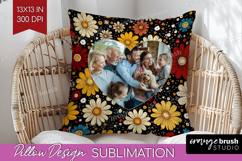 Retro Flowers Photo Pillow PNG - Floral Picture Frame Pillow Product Image 1