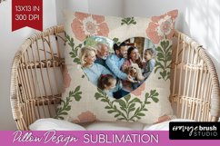 Flowers Photo Pillow PNG - Vintage Floral Picture Frame Product Image 1