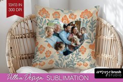 Flowers Photo Pillow PNG - Vintage Floral Picture Frame Product Image 1