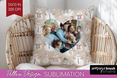Christmas Photo Pillow PNG - Snowman Picture Frame Pillow Product Image 1