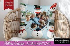 Christmas Photo Pillow PNG - Snowman Picture Frame Pillow Product Image 1