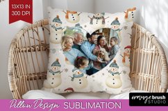 Christmas Photo Pillow PNG - Snowman Picture Frame Pillow Product Image 1