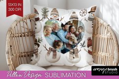 Christmas Photo Pillow PNG - Snowman Picture Frame Pillow Product Image 1
