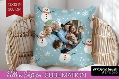 Christmas Photo Pillow PNG - Snowman Picture Frame Pillow Product Image 1