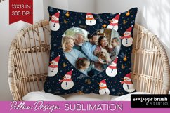 Christmas Photo Pillow PNG - Snowman Picture Frame Pillow Product Image 1