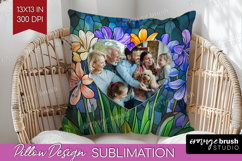 Stained Glass Photo Pillow PNG - Flowers Picture Frame Cover Product Image 1