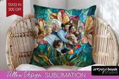 Stained Glass Photo Pillow PNG - Flowers Picture Frame Cover Product Image 1