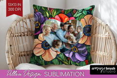 Stained Glass Photo Pillow PNG - Flowers Picture Frame Cover Product Image 1