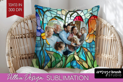 Stained Glass Photo Pillow PNG - Flowers Picture Frame Cover Product Image 1