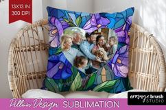 Stained Glass Photo Pillow PNG - Flowers Picture Frame Cover Product Image 1