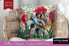 Stained Glass Photo Pillow PNG - Flowers Picture Frame Cover Product Image 1
