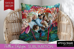 Stained Glass Photo Pillow PNG - Flowers Picture Frame Cover Product Image 1