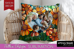 Stained Glass Photo Pillow PNG - Flowers Picture Frame Cover Product Image 1