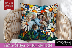 Stained Glass Photo Pillow PNG - Flowers Picture Frame Cover Product Image 1