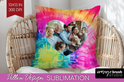 Tie Dye Photo Pillow PNG - Rainbow Picture Frame Pillow Product Image 1