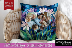 Stained Glass Photo Pillow PNG - Flowers Picture Frame Cover Product Image 1