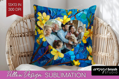 Stained Glass Photo Pillow PNG - Flowers Picture Frame Cover Product Image 1
